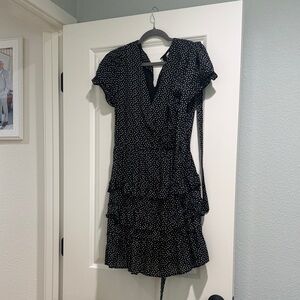 Stylish Black and White Polka Dot Mini Dress